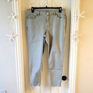 Lane Bryant Light Green Frayed Skinny Ankle Jeans
